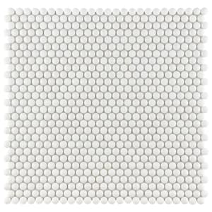 Expressions Button White 12-1/2 in. x 12-3/4 in. Glass Mosaic Tile (1.13 sq. ft./Each)