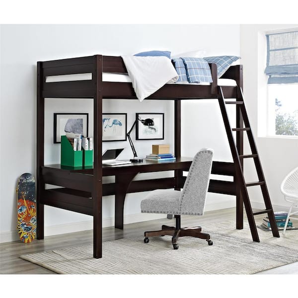 Dorel living harlan loft deals bed with desk white