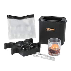 Ice Ball Maker, Black 2.36 in. Ice Sphere Maker with Storage Bag and Ice Clamp, Round Clear Ice Cube 2-Cavity Ice Maker