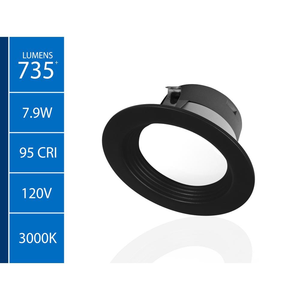 Black 4'' LED Dimmable Recessed Lighting Kit