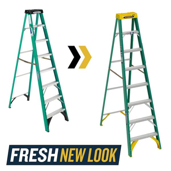 Werner 8 ft. Fiberglass Step Ladder (12 ft. Reach Height) with 225 lb. Load Capacity Type II Duty Rating