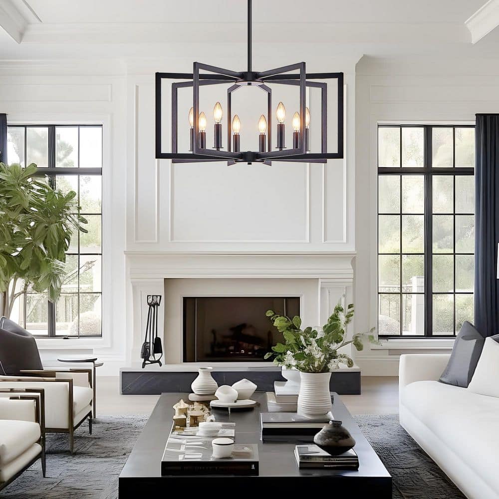 8-Light Black Metal Geometric Industrial Chandelier for Dining Room with No Bulbs Included price history on PriceWatchPro