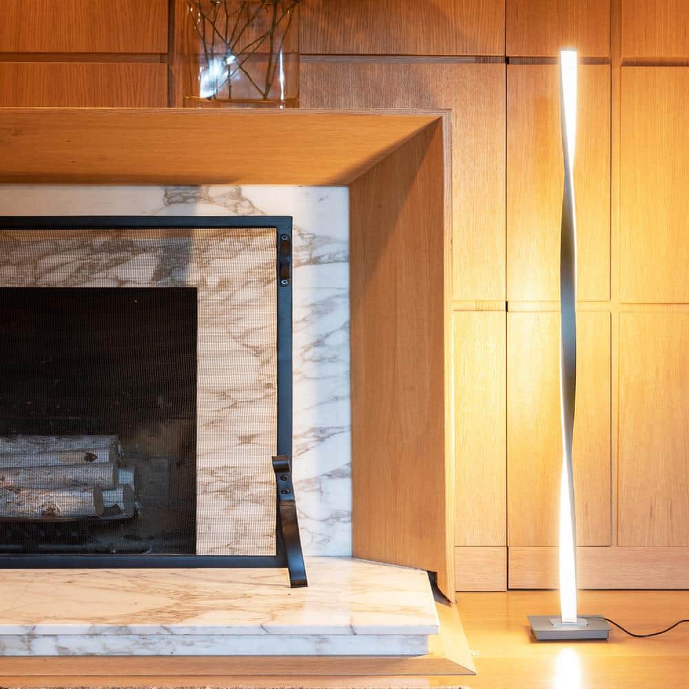 Helix 48" Platinum Silver LED Modern Floor Lamp with 3-Way Dimming
