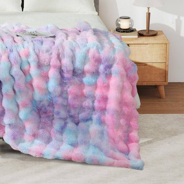 Thickened Unthemed Winter Warm Throw Blanket-Super Soft Cozy Fleece Thick Sherpa Blanket Plush for Women Purple-Queen