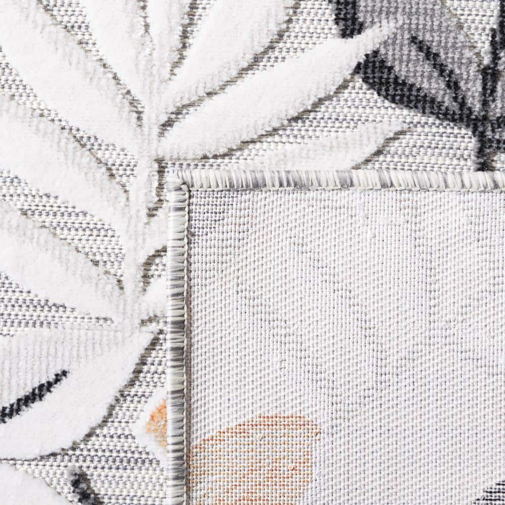 Cabana Ivory Floral Synthetic 2' x 9' Runner Rug