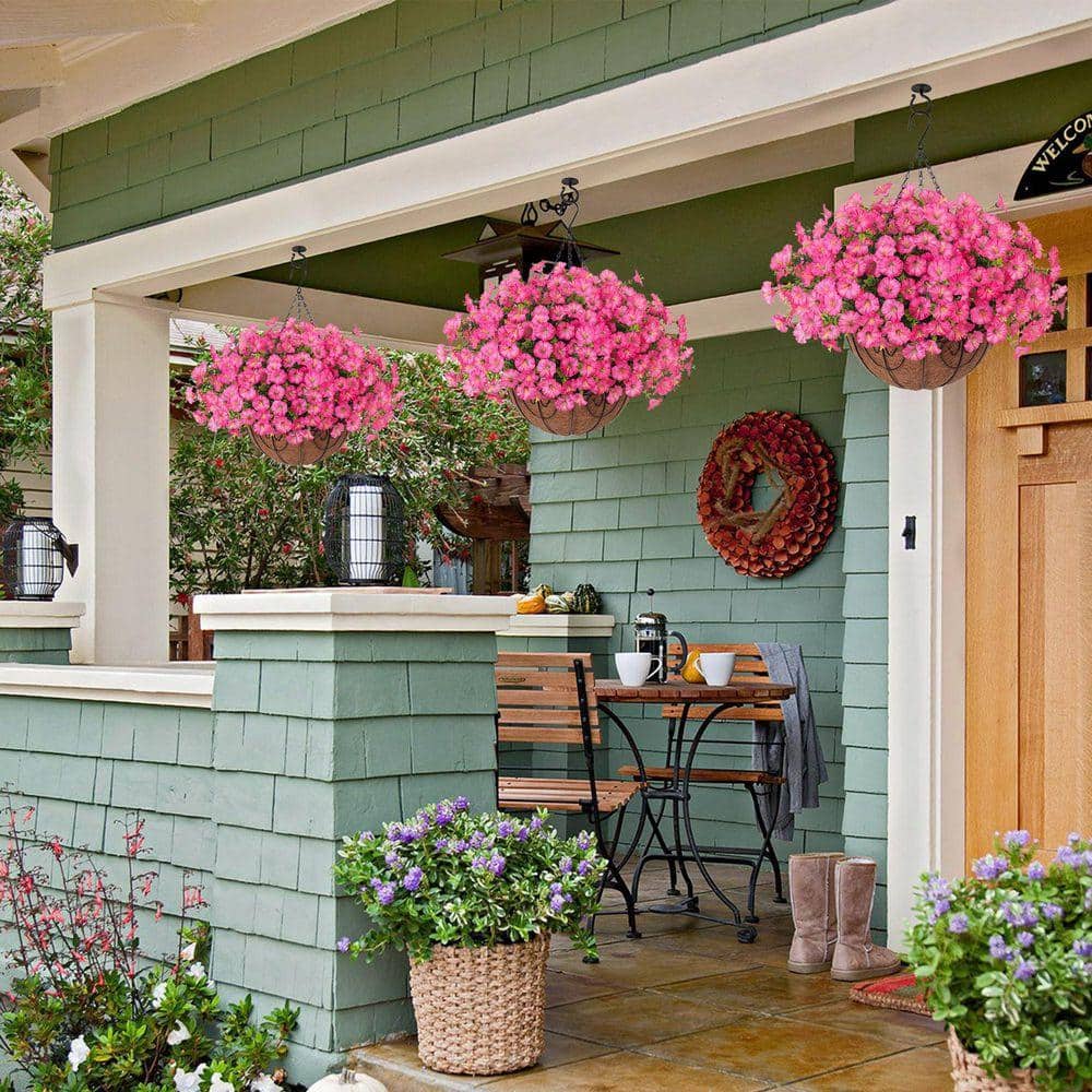 20.5 in. Pink Outdoor Artificial Flower UV Resistant Hanging