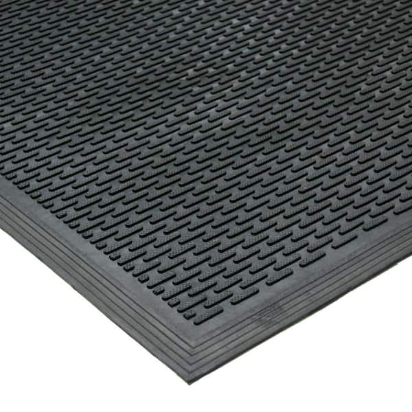 Rubber-Cal Dura-Scraper Linear 60 in. x 36 in. Black Rubber Door Mat
