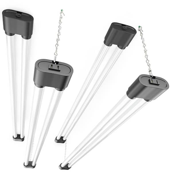 BIBIVIS 4-Pack 4 ft. Equivalent 280-Watt 4400 Lumens Linkable LED, Shop Light for Garage, Surface or Hanging Mount