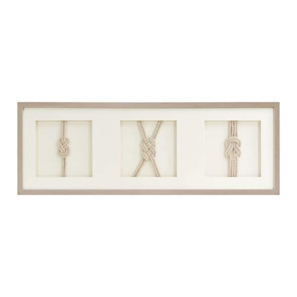 13.12 in. x 37 in. Cream PS Frame and Paper Framed Nautical Rope Wall Decor for Living Room, Bathroom or Bedroom