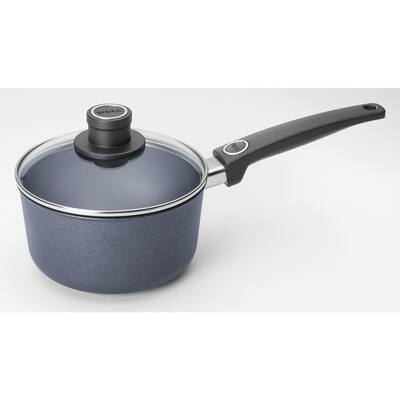 Diamond LITE Induction 2.2 qt. Cast Aluminum Nonstick Sauce Pan in Gray with Glass Lid