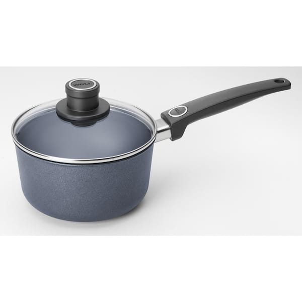 Woll Diamond LITE Induction 2.2 qt. Cast Aluminum Nonstick Sauce Pan in Gray with Glass Lid