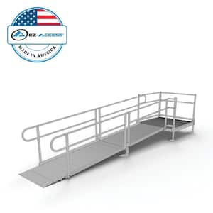 PATHWAY 12 ft. Straight Aluminum Wheelchair Ramp Kit with Solid Surface Tread, 2-Line Handrails and 4 ft. Top Platform