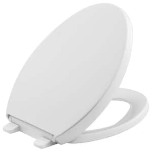 Reveal Quiet-Close Elongated Closed Front Toilet Seat with Grip-Tight Bumpers in White