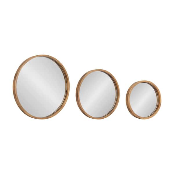 Kate and Laurel Valenti Rustic Brown 18 in. W x 18 in. H Round Wood Framed Mirror
