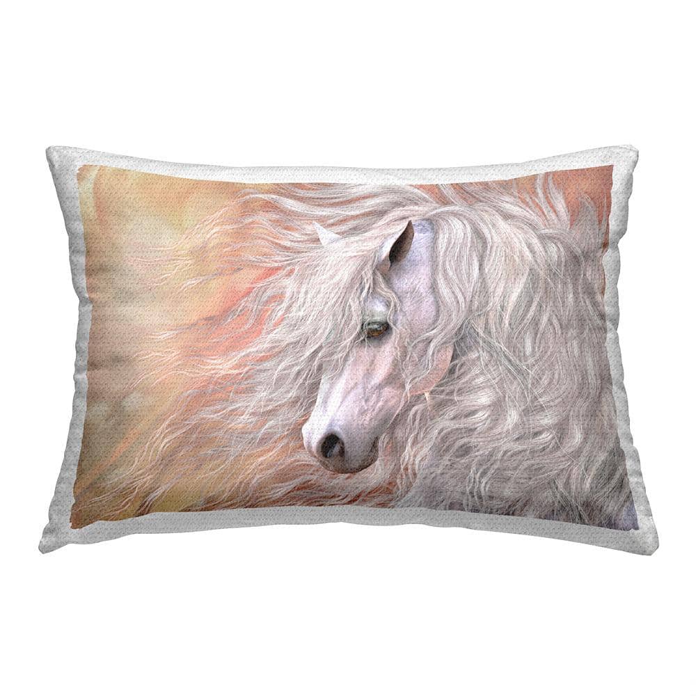 Primavera White Horse Orange Rectangular Outdoor Throw Pillow price history on PriceWatchPro