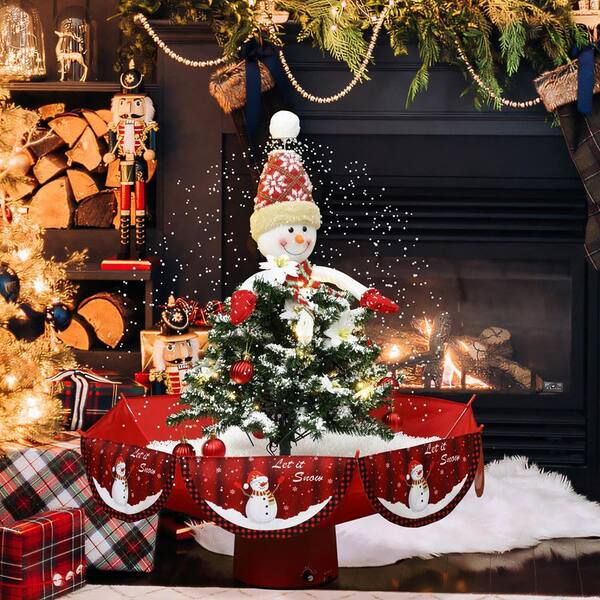 LuxenHome 31.49 in. H Animated Musical Snowing Christmas Tree and