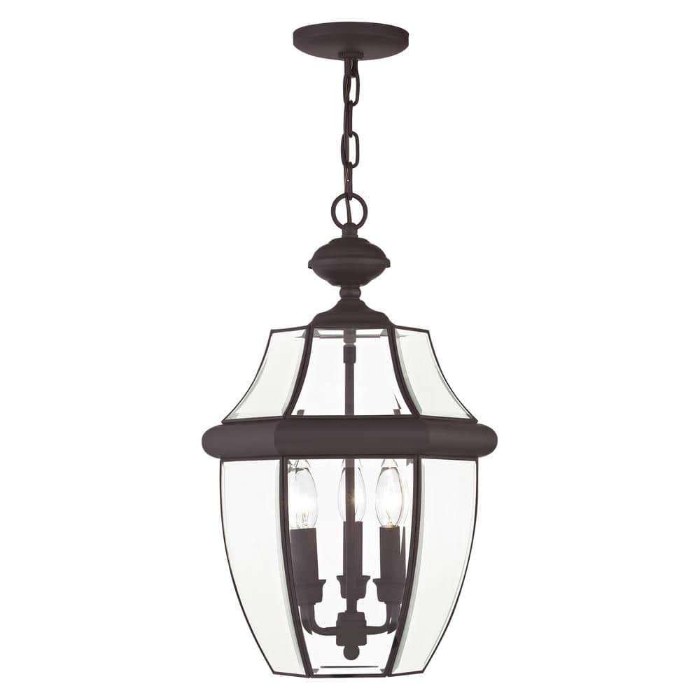Aston 21 in. 3-Light Bronze Dimmable Outdoor Pendant Light with Clear Beveled Glass and No Bulbs Included price history on PriceWatchPro
