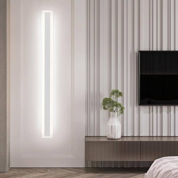 Reviews for OUKANING 39.3 in. White Modern Rectangular Flush Mount
