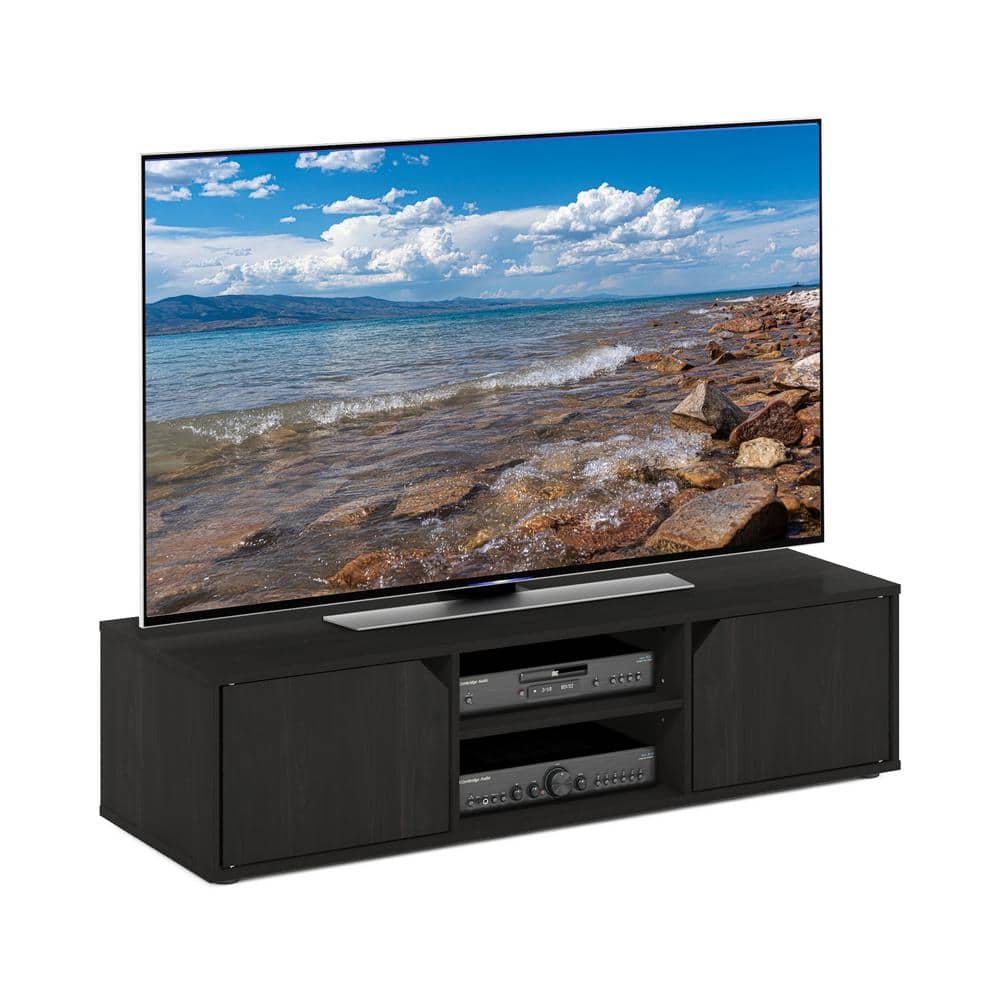 Espresso Composite Wood TV Stand with Cabinets and Fireplace