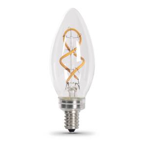 25-Watt Equivalent B10 Dimmable Candelabra Clear Glass Vintage LED Light Bulb with Spiral Filament Warm White (1-Bulb)
