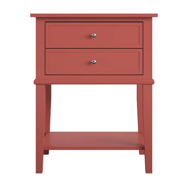 Ameriwood Home Queensbury 22 in. Terracotta Accent Table with 2 Drawers