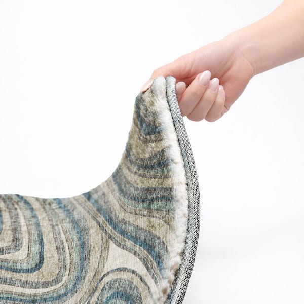 Dream Shag Premium Machine Washable Abstract ADS756 Teal 10 ft. x 14 ft. Area Rug