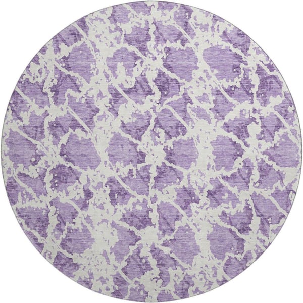 Addison Rugs Mayfield Premium Machine Washable Abstract AMF969 Lilac 8 ft. x 8 ft. Round Rug