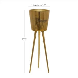 Gold Aluminum Tall Floor Champagne 3 Bottles Ice Bucket