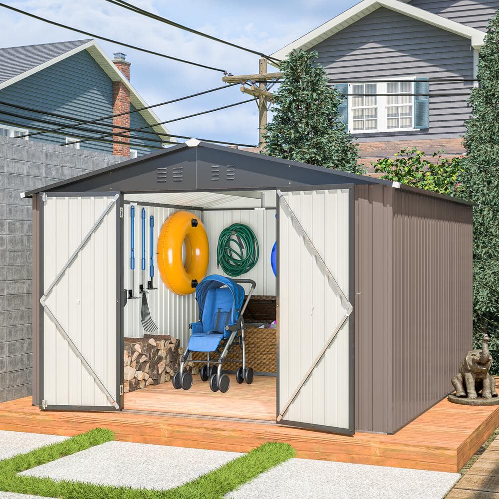 Thanaddo 10 ft. W x 10 ft. D Outdoor Metal Tool Storage Shed with