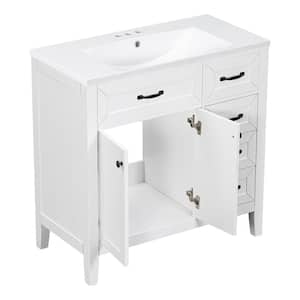 35.98 in. W x 18.03 in. D x 35.98 in. H Bathroom White Linen Cabinet