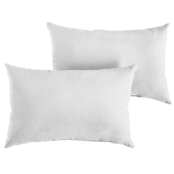SORRA HOME Sunbrella Retain Snow Rectangle Outdoor Lumbar Pillow (2-Pack)