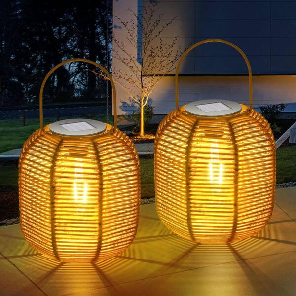 Smart Garden Solar LED Rattan Style Hanging Lantern – 27cm, Brown, Warm White, Dusk-to-Dawn