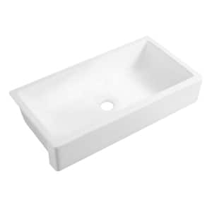 37 in. Undermount Ceramic 1-Compartment Commercial Kitchen Sink in White