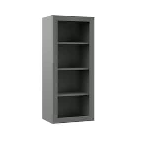 Designer Series Melvern Storm Gray Shaker Assembled Wall Open Shelf Kitchen Cabinet (18 in. x 42 in. x 12 in.)
