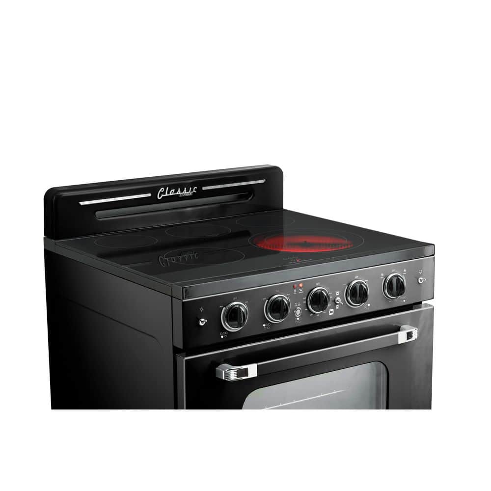 Midnight Black 30" Retro Freestanding Electric Range with Convection Oven