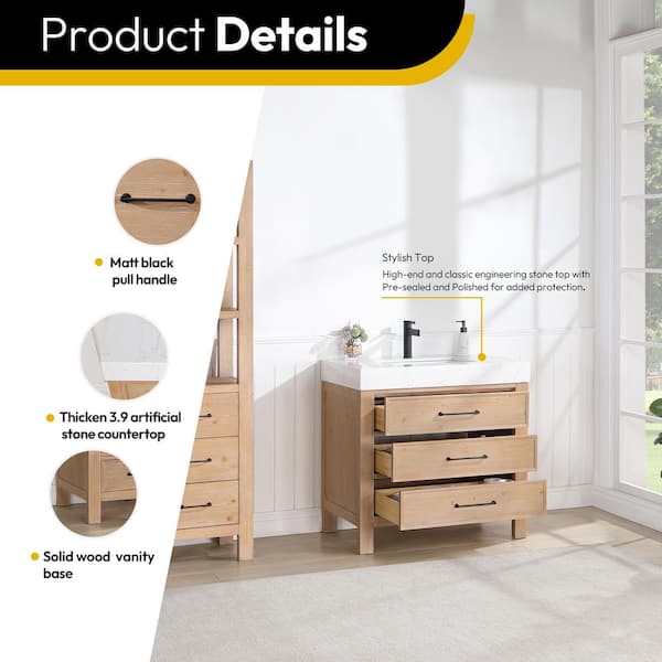 ROSWELL León 36 in.W x 22 in.D x 34 in.H Single Sink Bath
