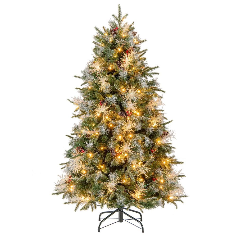 6 ft. Pre-Lit Artificial Christmas Tree with 8 Modes LED Lights with Berries price history on PriceWatchPro