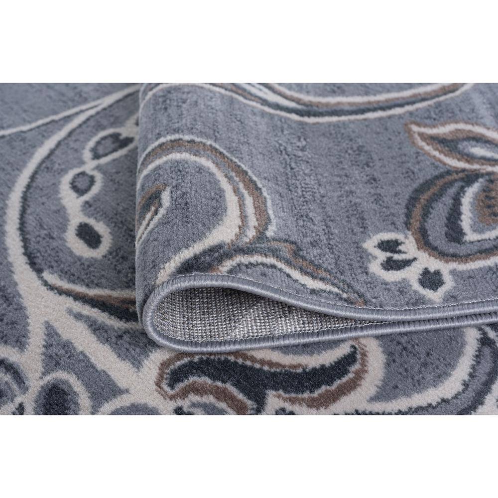 Gray Floral Reversible Synthetic Runner Rug, 2' x 10'