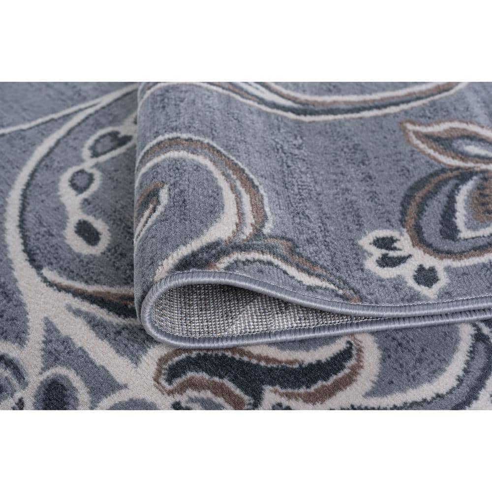 Madison Garland 5' x 7' Handmade Gray Floral Synthetic Rug