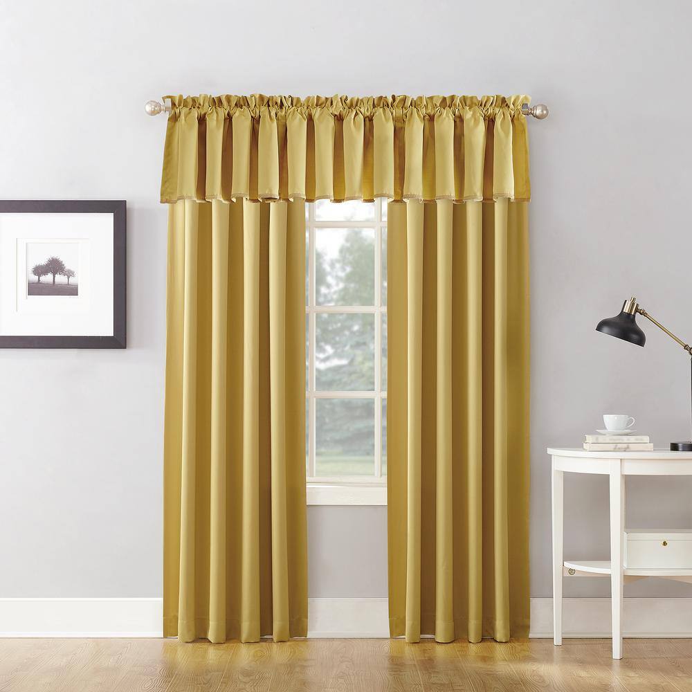 Flax Gold Room Darkening Polyester Rod Pocket Curtain Panel