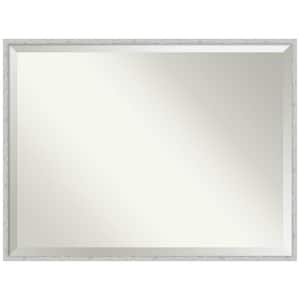Imprint Silver 41 in. x 31 in. Beveled Modern Rectangle Wood Framed Bathroom Wall Mirror in Silver