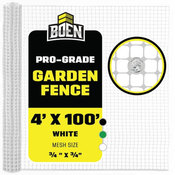 4 ft. x 100 ft. White Plastic Garden Fence