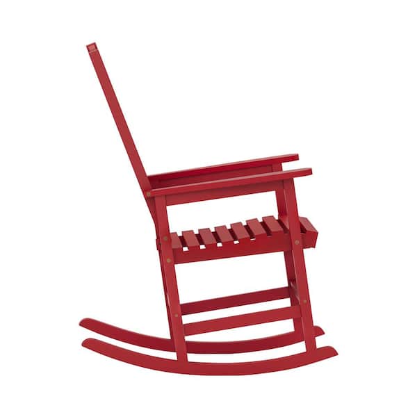 LUE BONA Orson Red Acacia Wood Classic Adirondack Weather-Resistant Outdoor Porch Rocker Outdoor Rocking Chair (Set of 1)