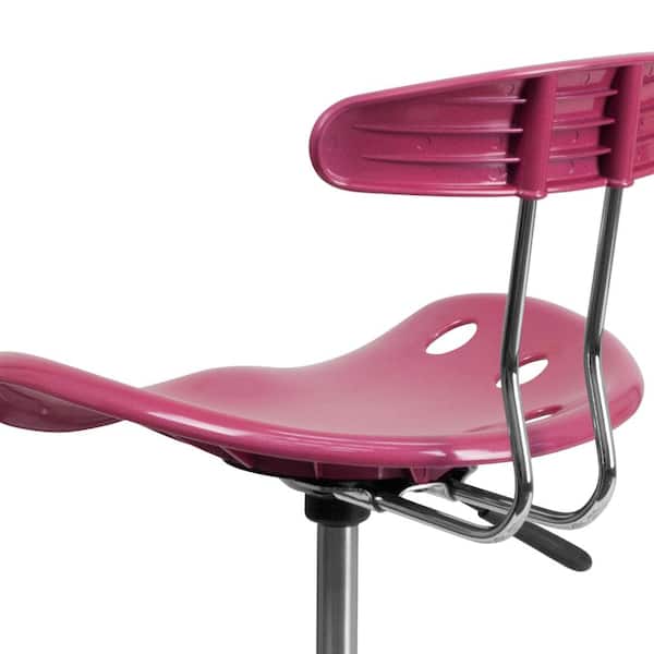 Flash Furniture Vibrant Pink & Chrome Computer Task Chair w/Tractor Seat Chair 