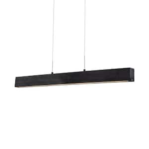 Angelo 1-Light 20-Watt Integrated LED Linear Black Wood Island Chandelier for Kitchen Dining Room