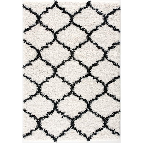 L'Baiet Ensley White 8 ft. x 10 ft. Shag Area Rug