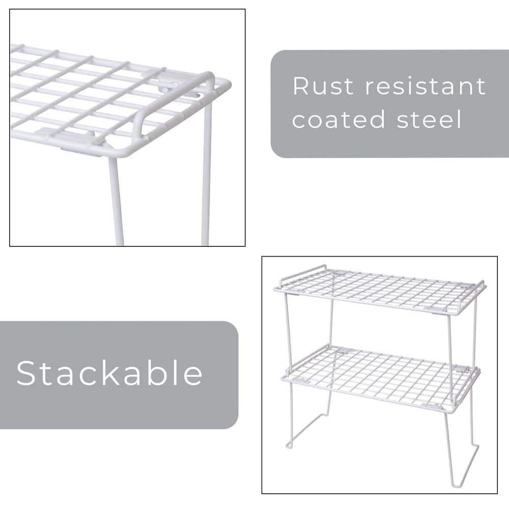 Large White Metal Stacking Cabinet Shelf Rack