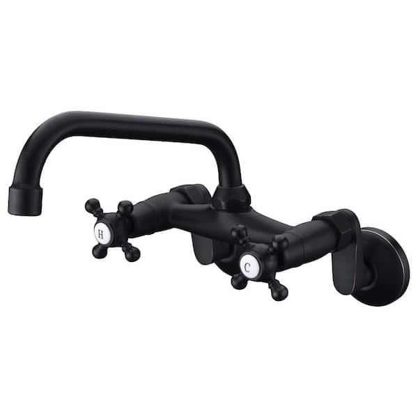 SUMERAIN Classical Double Handles Wall Mount Standard Kitchen Faucet in Oil Rubbed Bronze