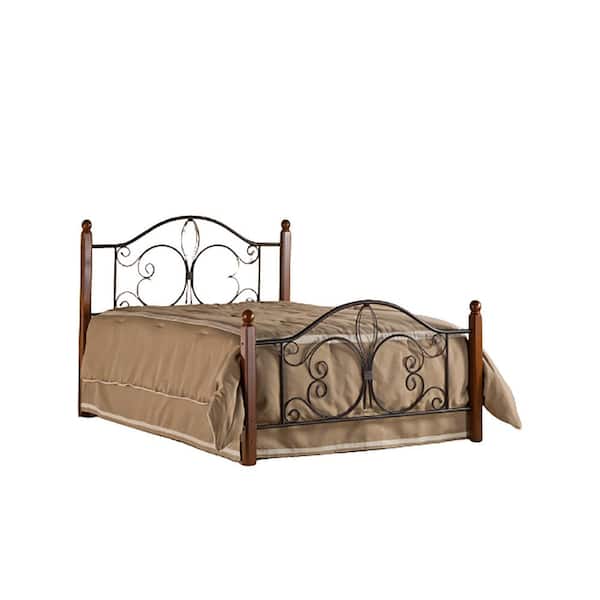 Hillsdale Furniture Milwaukee Black with Cherry Wood Post Queen Bed with Bed Frame