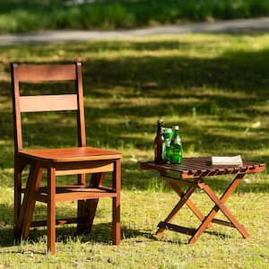Brown Hexagon Wood Folding Outdoor Side Table